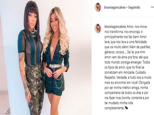Com decotaço, Brunna Gonçalves fala do amor por Ludmilla: ''Minha companheira''
