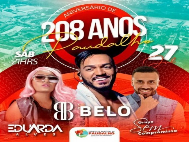 Com shows de Belo, Eduarda Alves e Sem compromisso Paudalho comemora 208 anos
