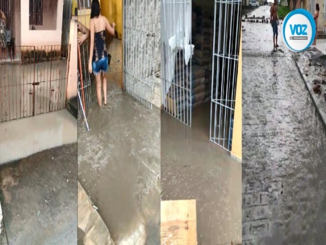 Por falta de saneamento, Água de chuva invade casas e Moradores reclamam de obra em Carpina
