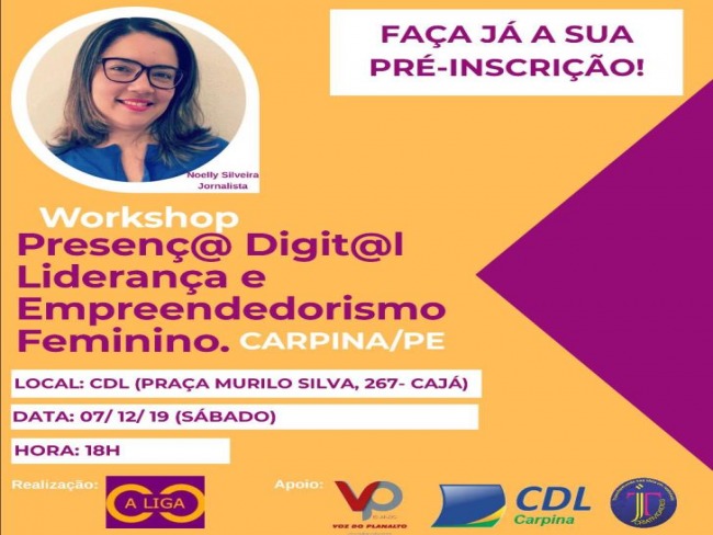 Evento exclusivo para mulheres empreendedoras será realizado em Carpina