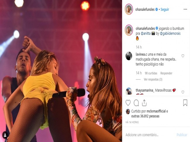 Ohana provoca em clique: 'Jogando o bumbum pra Anitta'