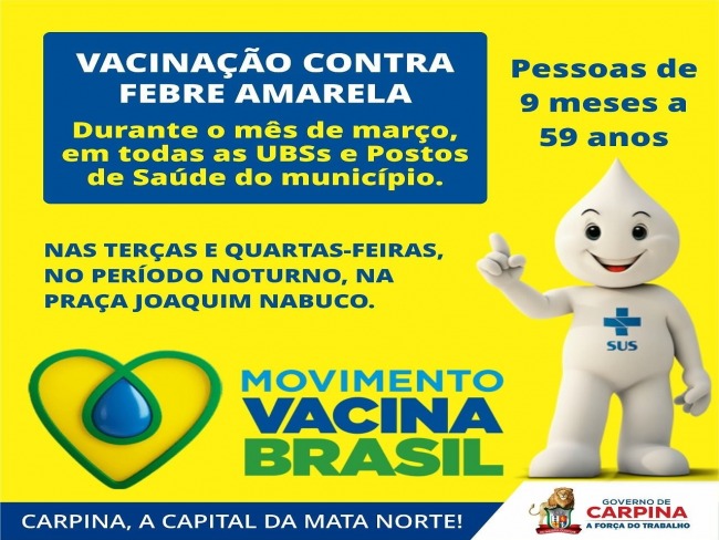 Carpina inicia campanha de vacinação contra febre amarela