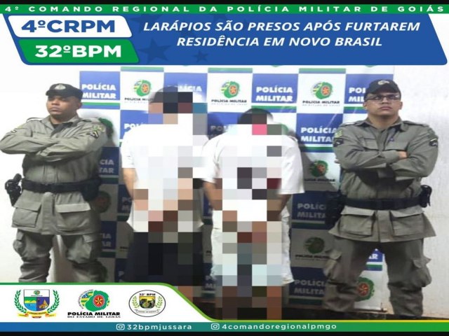 Em Novo Brasil, Polcia Militar prende dois em flagrante por furto 