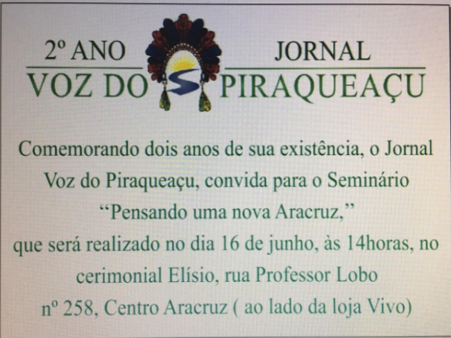 Voz do Piraqueau divulga programao do 1 Seminrio Pensando uma nova Aracruz