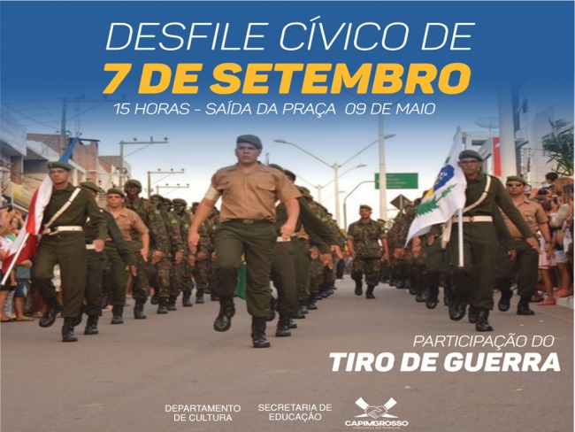 Capim Grosso ir comemorar o tradicional Desfile Cvico de 7 de Setembro