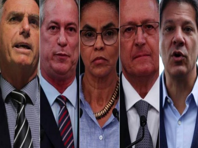Datafolha: Bolsonaro, 26%; Ciro, 13%; Haddad, 13%; Alckmin, 9%; Marina, 8%