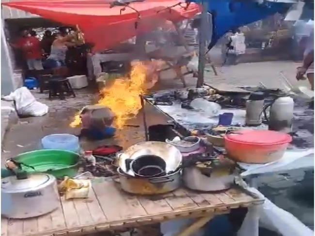 Botijo explode e barraca pega fogo na Feira Livre de Araci