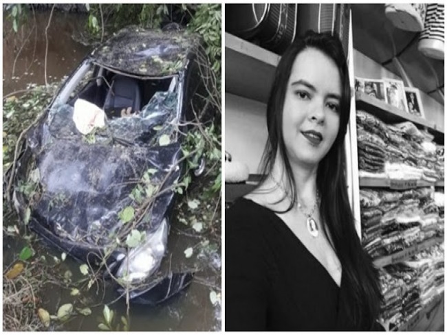 Empresria de Senhor do Bonfim-BA morre em acidente aps carro cair em ribanceira dentro de riacho.