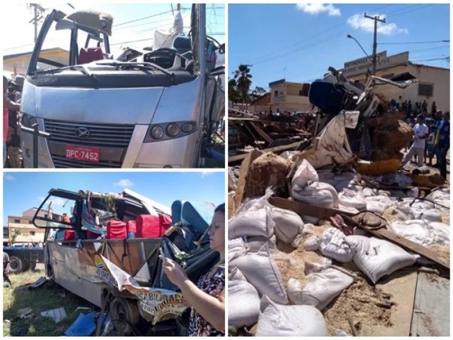 VDEO: Acidente trgico entre nibus e carreta deixa vrios mortos na BR-242 em Seabra-BA.