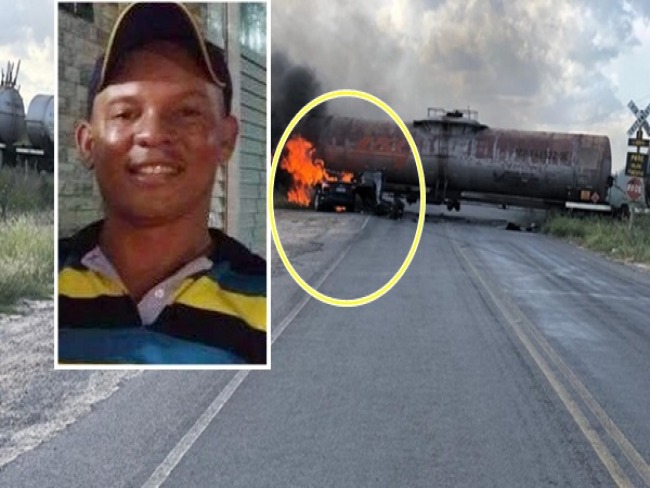 Empresrio morre carbonizado aps carro colidir com trem. 