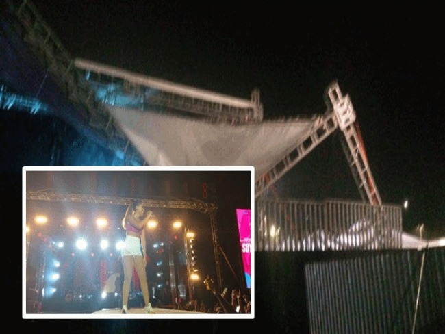 Show de Anitta no Cear  interrompido aps queda de parte da estrutura do palco
