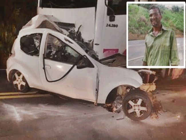 Motor de carro  arrancado aps acidente que deixou uma pessoa morto em Gandu.