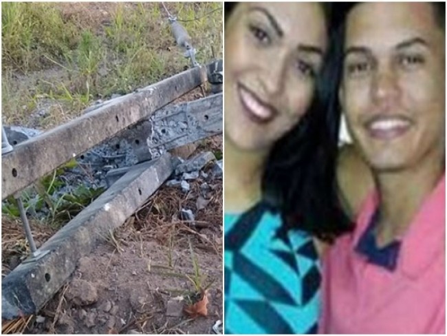 Casal morre aps carro bater e partir poste ao meio na BR-418