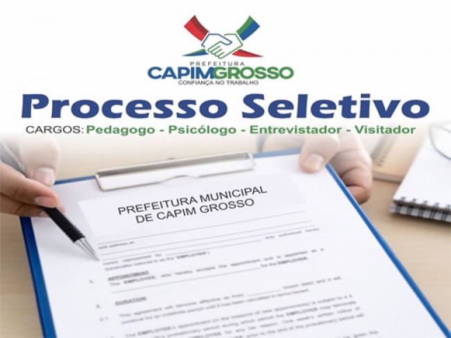 Prefeitura de Capim Grosso abre inscrio de processo seletivo para a rea social