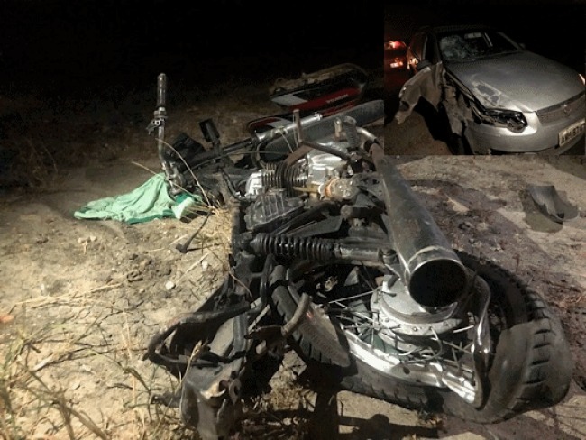 Homem morre em acidente envolvendo moto e carro na BA-120, entre Santaluz e Queimadas 