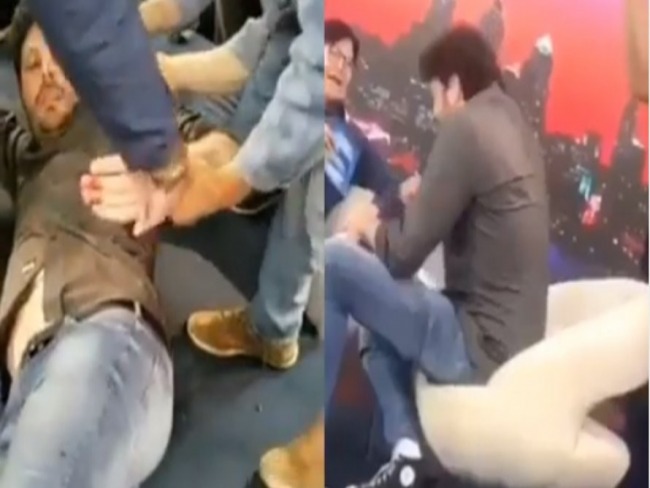 Vdeo: Danilo Gentili desmaia ao ser agredido durante gravao de programa e aparece ensanguentado