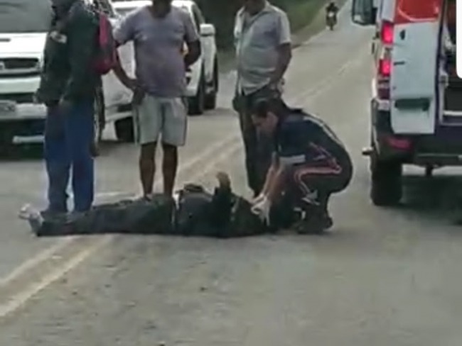 Motociclista fica ferido vtima de acidente prximo ao acesso para Itaitu de Jacobina