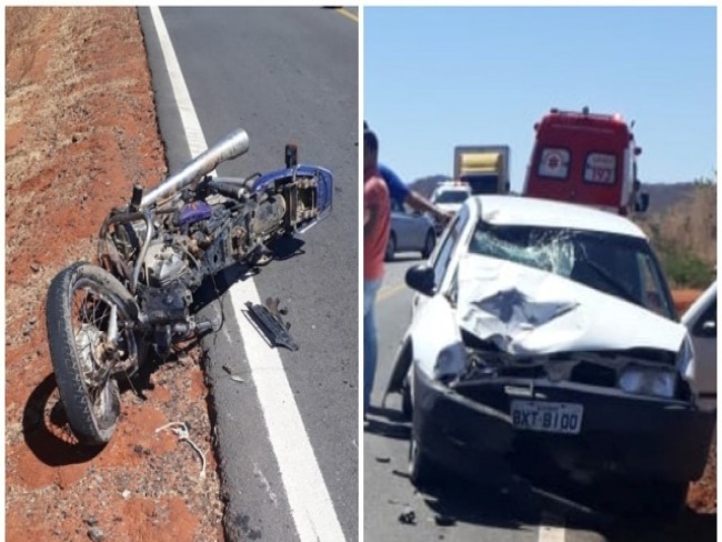 Coliso entre carro e moto deixa duas vtimas fatais na BA-612 Candiba-BA