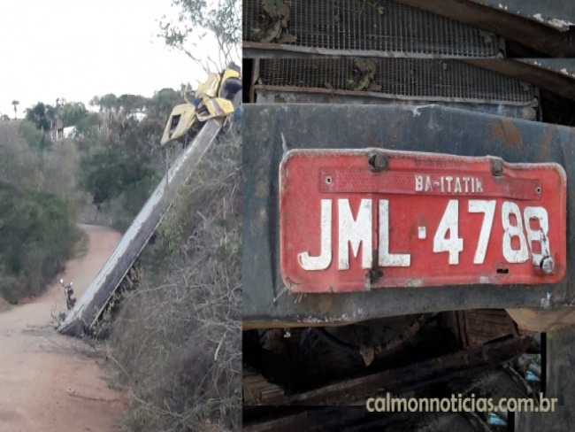 Miguel Calmon: Caminho capota em estrada vicinal e condutor morre