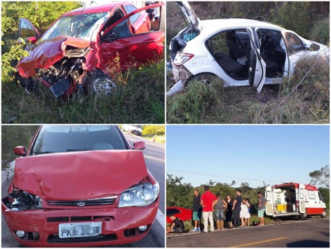 Acidente com quatro veculos na BR 407 em Jaguarari deixa uma pessoa ferida