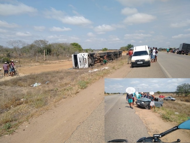 Capim Grosso: Coliso entre carreta e Uno na BR-324, prximo ao Motel Delirios