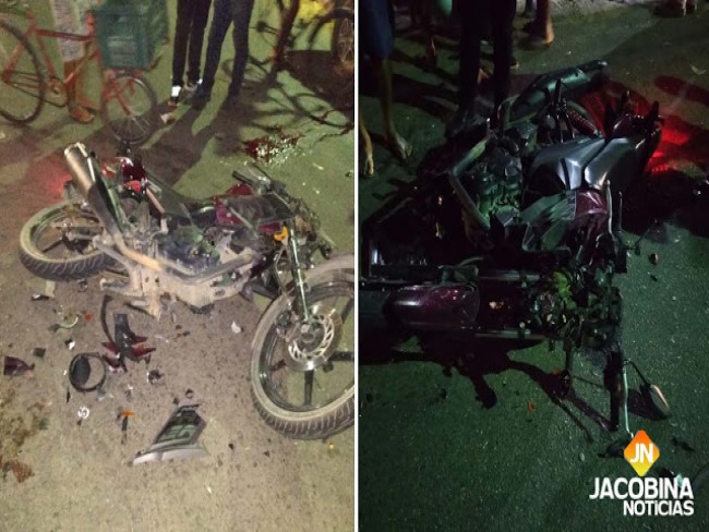 Trs pessoas ficam feridas em grave acidente com duas motos em Jacobina