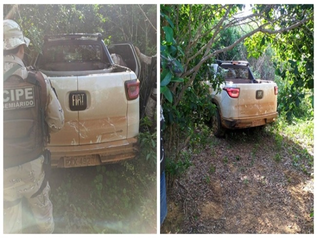 Regio de Irec: CIPE Semirido encontra carro usado pelos assaltantes a banco 1 morreu em troca de tiros.