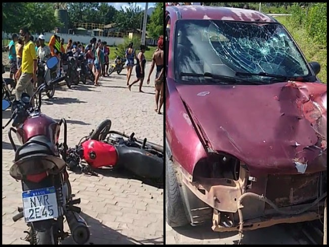 Dois feridos, vtimas de coliso entre moto e carro no acesso ao Lagoa Dourada em Jacobina