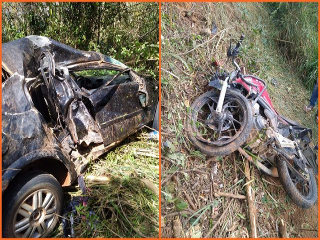 Piritiba-BA: Grave acidente entre carro e moto deixa duas vtimas fatais prximo a Porto Feliz.