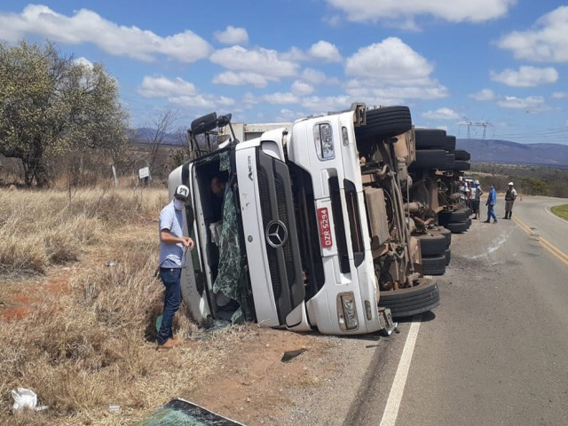 Caminho que transportava cavalos tomba e deixa feridos no sudoeste da Bahia; nove animais morreram