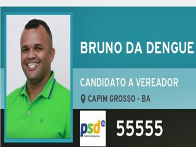 Capim Grosso: Bruno da Dengue foi o vereador mais bem votado em 2020, confira os votos dos demais candidatos a vereador