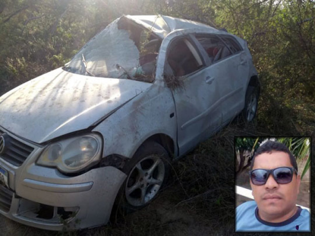 Homem de Santaluz morre aps carro sair da pista e capotar na BA-120, em Valente