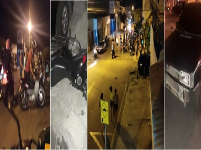 PAULO AFONSO-BA: Jovem tem perna dilacerada aps acidente entre carro e moto no centro