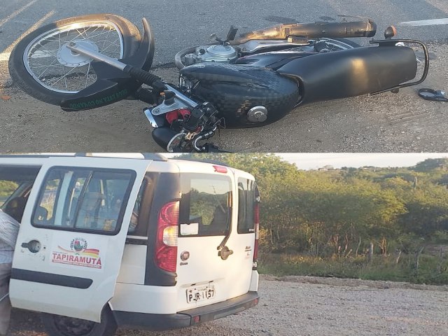 Miguel Calmon: Coliso entre carro e moto deixa uma pessoa ferida na BA-131 na altura do Curral Velho