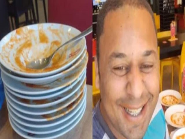 Homem  expulso de rodzio por comer 15 pratos