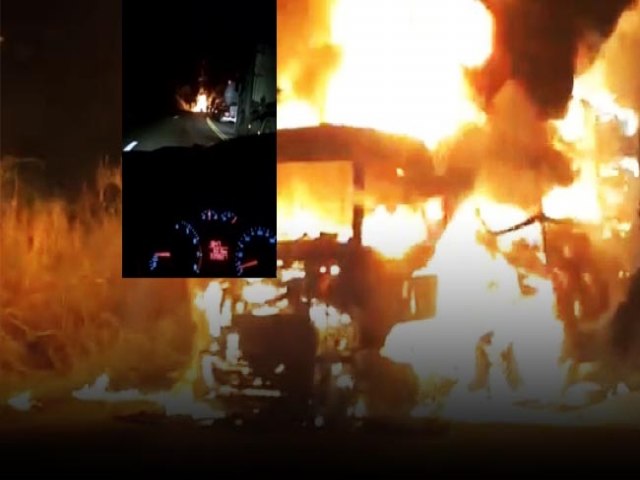 Jequi: Vdeo e novas informaes sobre a carreta que pegou fogo nesta noite na BR-116