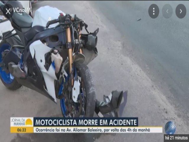 Cabo da PM morre em acidente de moto na Avenida Aliomar Baleeiro, em Salvador