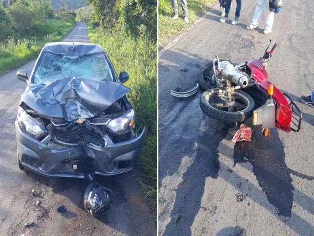 Mirangaba: Coliso frontal deixa motociclista ferido na BA-419