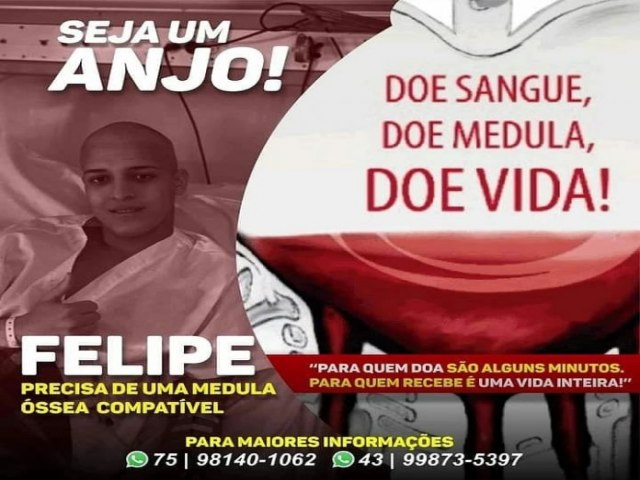 Famlia de Jovem capim-grossense com leucemia faz campanha para encontrar doador de medula ssea