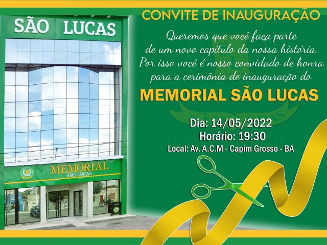 Capim Grosso: J  amanh (14) a inaugurao do Memorial So Lucas