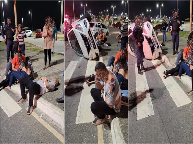 Motorista fura blitz, capota e deixa sete pessoas feridas em Salvador, veja vdeo