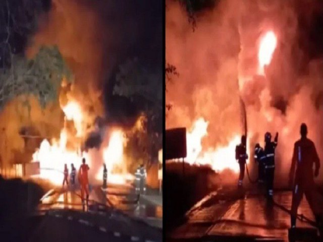 Motoristas morrem carbonizados aps coliso entre carretas que causou incndio de grandes propores na BR-415, veja vdeo