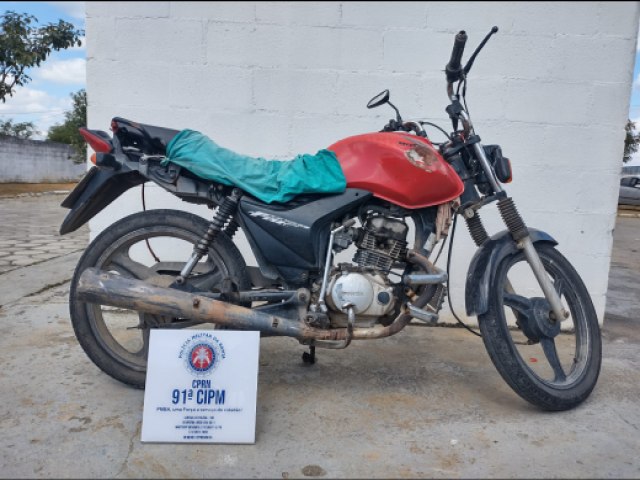 91 CIPM RECUPERA MOTOCICLETA REALIZADA EM HOMICDIO EM CAPIM GROSSO