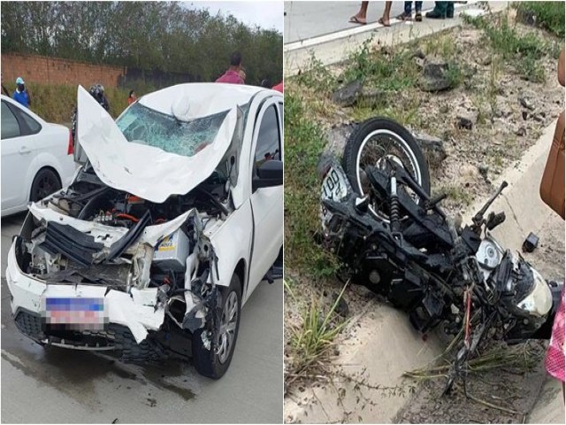 Acidente entre moto e carro mata pai, me e filha em Conceio do Jacupe
