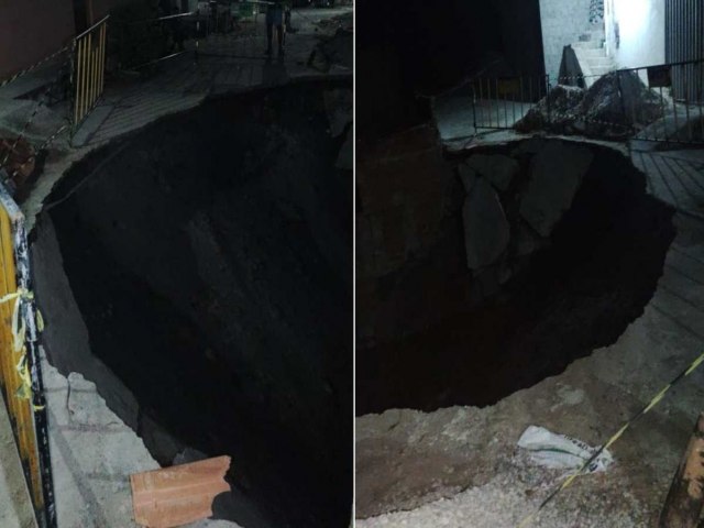Jacobina: Cratera avana e casas so evacuadas por risco de desabamento no bairro do Leader
