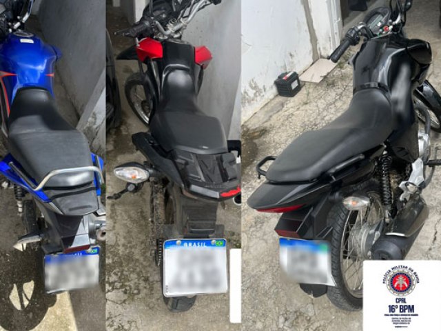 Em poucas horas, PM apreende trs motos com restrio de furto ou roubo e adulterao em Santaluz