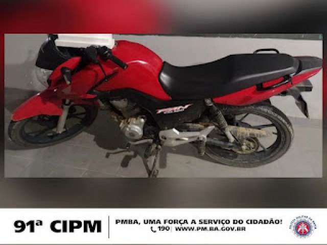 POLICIA MILITAR DA BAHIA REALIZA APREENSO DE MOTOCICLETA ADULTERADA E SUSPEITA DE CLONAGEM EM VRZEA DA ROA