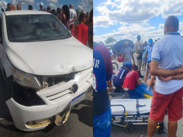Acidente entre carro e moto deixa dois feridos no trecho urbano da BA-120 em Santaluz