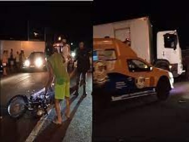 Motociclista sofre fraturas de tbia e fbula aps ser atingido por caminho na BR 324