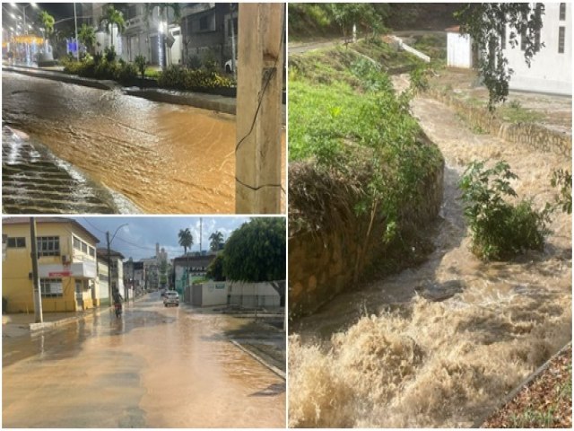 Jaguaquara: Chuva acompanhada de trovoada e raios  registrada durante a madrugada; Rio Casca tem nvel elevado